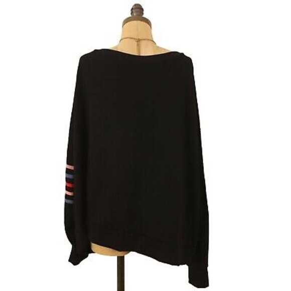 Knit Riot Striped Sleeve Top Plus Size 3X Scoop Neck Stretch Black NWT B13 - Picture 4 of 5